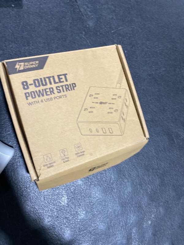 Photo 1 of 10Ft Extension Cord with Multiple Outlets, Flat Plug Surge Protector Power Strip 10 Ft Long Cord, 8 Outlets & 4 USB Ports (2 USB C), Desk Charging Station for Home Office, College Dorm Room Essentials