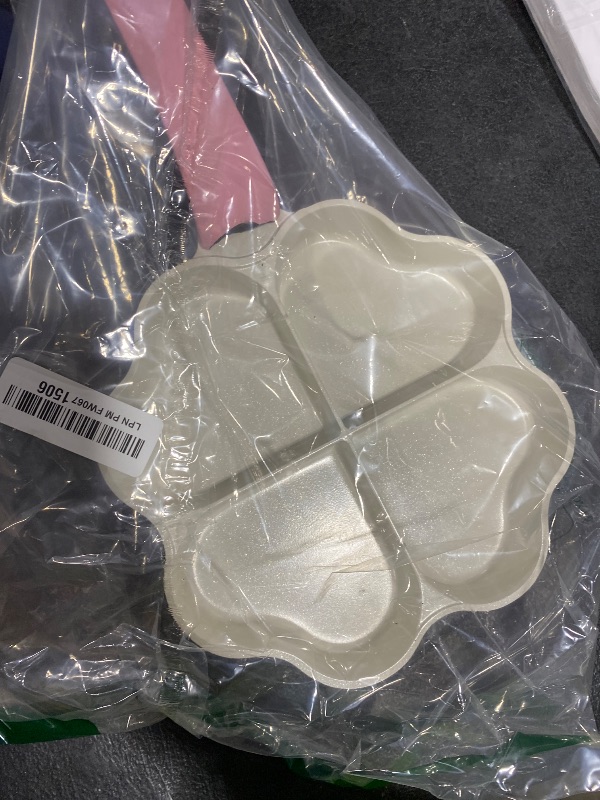 Photo 1 of Paris Hilton Heart-Shaped Divided Fry Pan, Ceramic Nonstick Frying Pan with Individual Heart Sections, Dishwasher Safe, 8-Inch, Pink