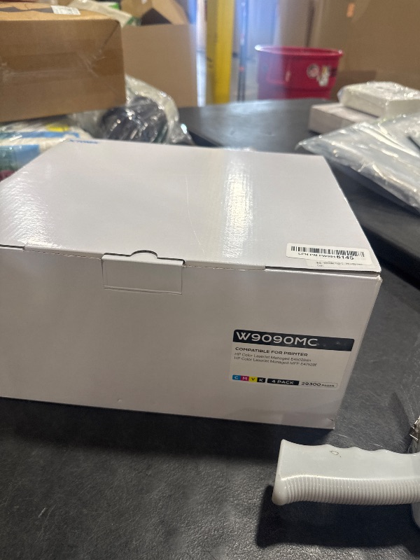 Photo 1 of W9090MC High Capacity Toner Cartridge Set 4-Pack with Chip Replacement for HP W9090MC W9091MC W9092MC W9093MC Compatible with HP Color LaserJet Managed E45028dn MFP E47528f Printer Ink Copy Black Cyan