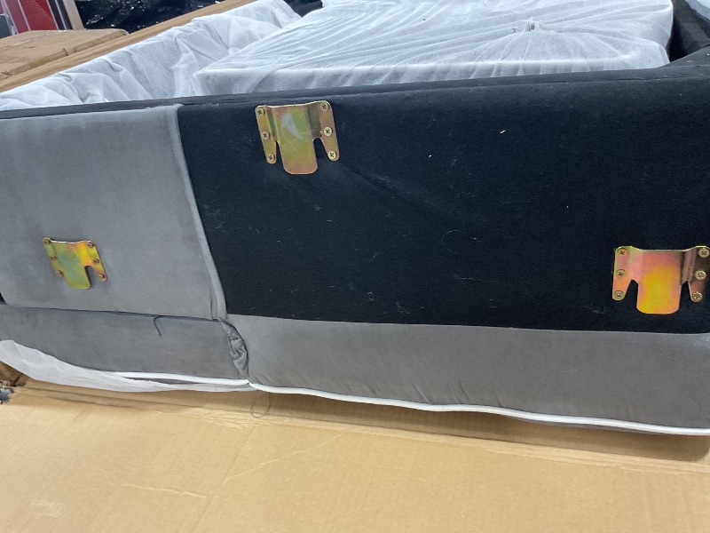 Photo 1 of tiramisubest Convertible Sofa Bed, Sleeper Sofa with Side Pocket, Adjustable Backrest, Living Room Sofa with Phone Holder, Pull Out Couch, Loveseat with Cup Holder and USB Interface (Velvet, Gray)