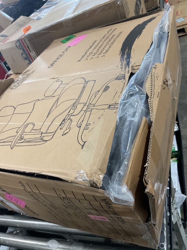 Photo 1 of Efomao Executive Office Chair, Soft-Cushioned Computer Chair with Foot Rest, Fabric Home Office Desk Chairs, Big and Tall Office Chairs, Grey