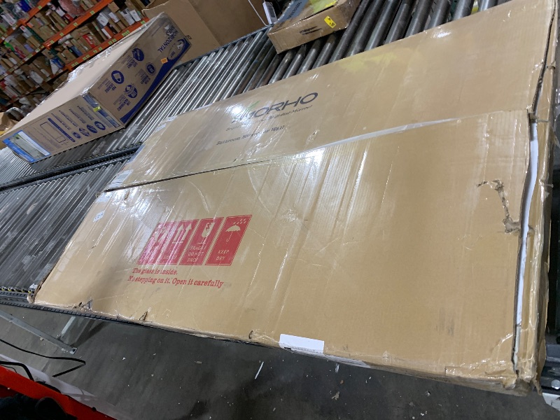 Photo 1 of Amorho Bathroom Mirror, 60 X36 Inch Wall Mirror, Oak Wood Grain Metal Framed, Anti-Rust, Hang Horizontally/Vertically, Suitable for Bedroom, Farmhouse, Bathroom, Decorative