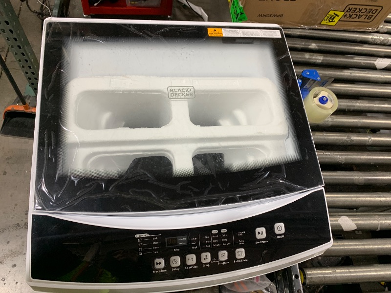 Photo 1 of BLACK+DECKER 3.0 Cu. Ft. Portable Washer, 26.5 lb. Capacity Washing Machine, 6 Cycles, Quick Connect Sink Adapter and Drain Hose Included, Transparent Lid & LED Display, BPW30MW, White