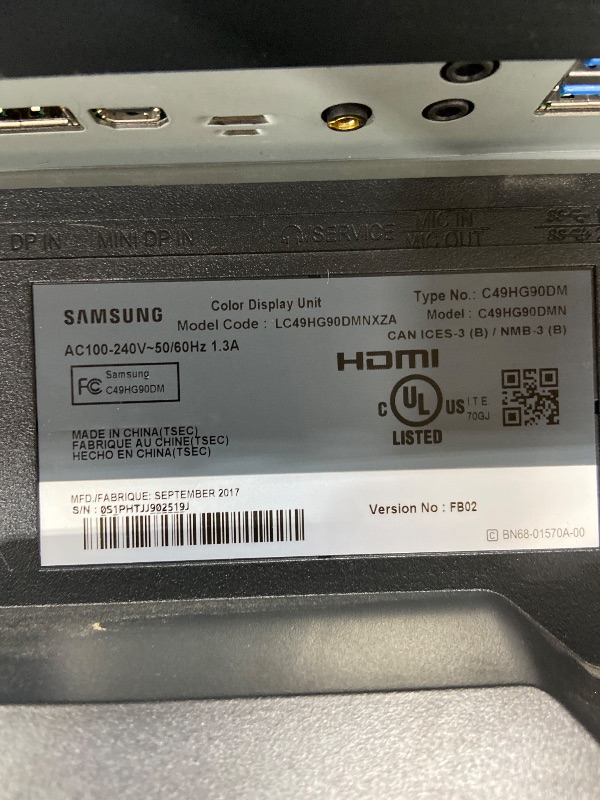 Photo 1 of Samsung 49" Odyssey G93SC Series Curved Gaming Monitor, QD-OLED, 240Hz, 0.03ms, DQHD, G-Sync Compatible, FreeSync Premium Pro, Adjustable Stand