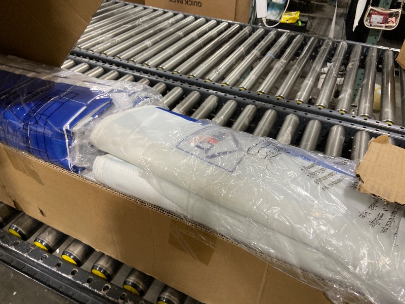 Photo 1 of Impact Canopy 10' x 10' Pop-Up Canopy Tent, Carnival Tent Kit with Powder-Coated Steel Frame, Sidewall, and Half Walls, Blue/White Stripe