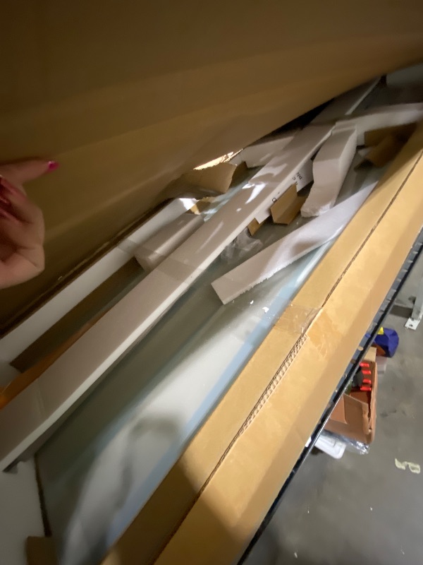 Photo 1 of DreamLine Infinity-Z 44-48 in. W x 72 in. H Semi-Frameless Sliding Shower Door, Frosted Glass in Brushed Nickel