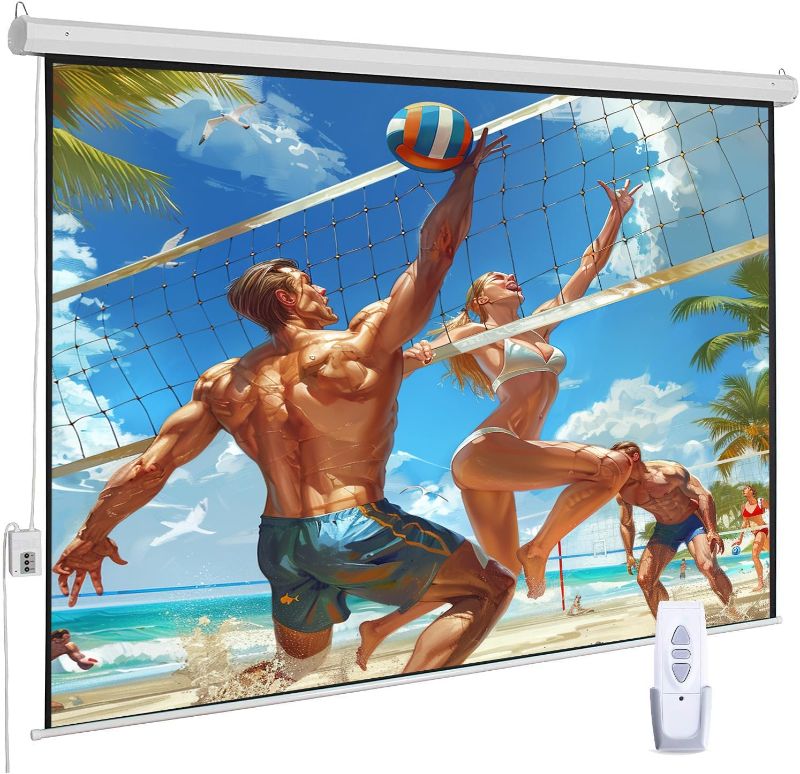 Photo 1 of 120" Motorized Projector Screen, Electric 4:3 Projector Screen with Remote Control, Indoor/Outdoor HD Movie Screen, Wall/Ceiling Mounted, Perfect for Home Office Theater TV, White
Brand: SiliBamb