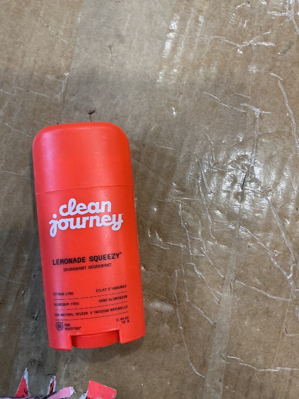 Photo 1 of *MINOR DAMAGE - USED*
cleanjourney Aluminum-Free Deodorant, Odor Control With Baking Soda, Natural Origin Ingredients, EWG Verified & No Harmful Chemicals, Lemonade Squeezy, 2.64 Oz