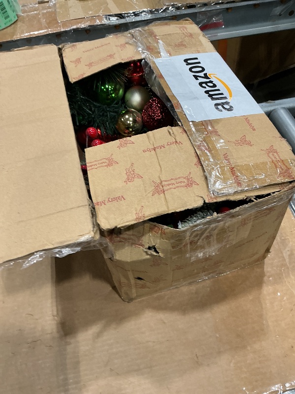 Photo 1 of ** SOLD AS IS NO RETURN/REFUNDS**SEE COMMENTS!
Valery Madelyn 24'' Pre-Lit Christmas Wreath for Front Door with Light, Collapsible Lighted Outdoor Christmas Wreath with Red Green Gold Xmas Ball for Home Porch Fireplace Window Holiday Decor