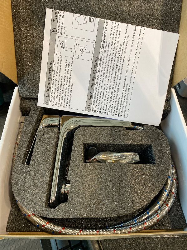 Photo 1 of *MISSING PARTS*
HMEGAO Modern Chrome Bathroom Faucet Single Handle Bathroom Sink Faucet with Cover Plate Brass Bathroom Countertop Faucet 1 or 3 Hole