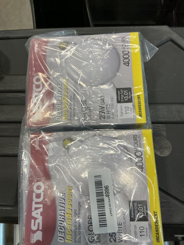 Photo 1 of (2 Pack) G40 Incandescent Light Bulb 2700K Soft Light, Decorative Globe Light Bulbs,E26 Medium Base, Perfect use for Decor, Pendant, Bathroom/Vanity Mirror Makeup, Dimmable. White-Finish (25)