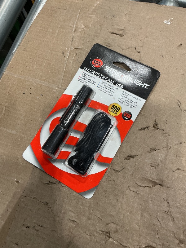 Photo 1 of **MINOR DAMAGES** Streamlight 66320 MacroStream USB 500-Lumen 2000-Candela Rechargeable EDC Compact LED Flashlight with USB Cable, Black