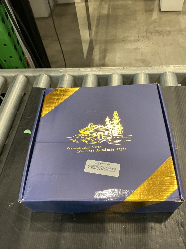 Photo 1 of 10.2-Inch Black & White Checkerboard Lazy Susan Organizer – Rotating Serving Tray with Oak Base, Iron Frame, & Ceramic Tile –Perfect for Dining Table, Kitchen Cabinet, Bathroom Countertop, Home Décor