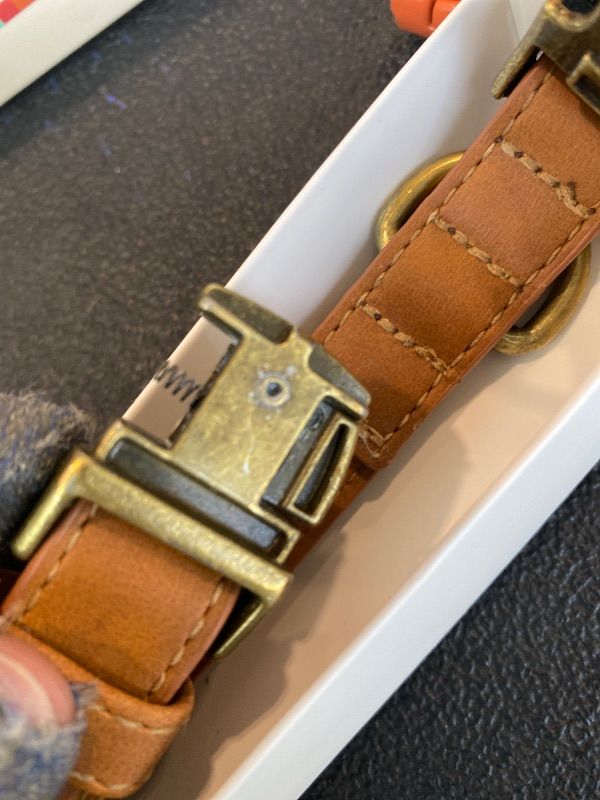 Photo 1 of ***MISSING PIECE*** Didog Soft PU Leather Dog Collar, Stylish Quick Released Dog Collars for Medium Dogs, Easy Clean Adjustable Pet Collar for Daily Walking, Light Brown, M Fit 13-21" Neck