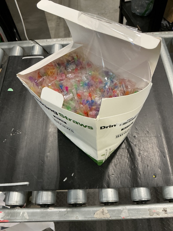 Photo 1 of [400 Pcs] Colorful Individually Wrapped Disposable Plastic Straws(7.5" longX0.23" diameter)