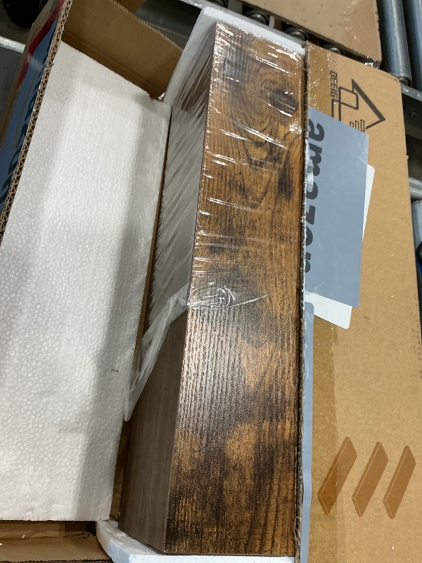 Photo 1 of ***MINOR DAMAGE*** QEEIG Floating Shelves for Wall Bathroom Shelf Bedroom Kitchen Living Room Hanging Book Shelves Small Farmhouse Decor 16 inch Set of 3, Rustic Brown (015-BN3)