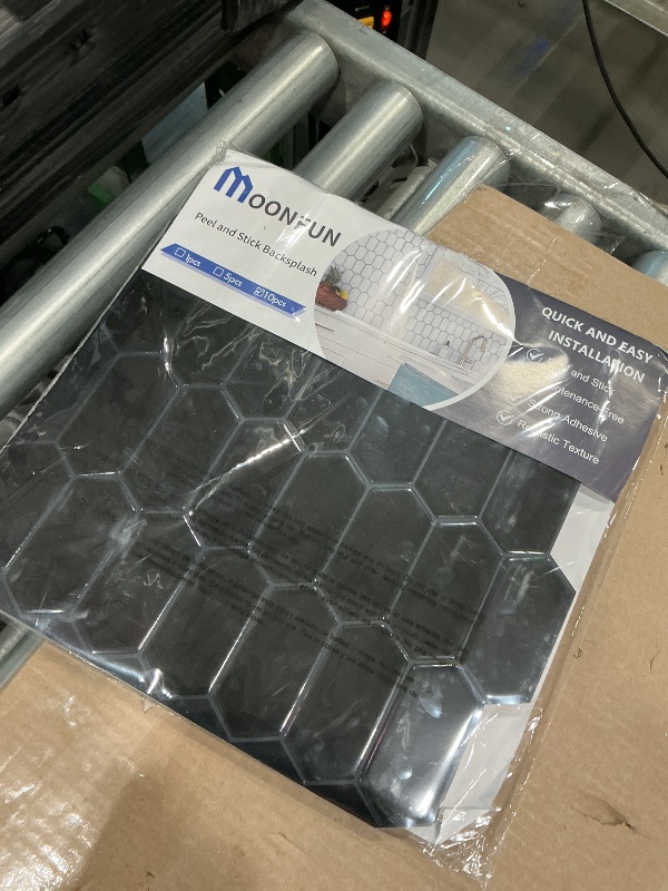 Photo 1 of 10-Sheet Long Hexagon Peel and Stick Kitchen Backsplash Tiles,3D Waterproof Self-Adhesive Wall Tile Stick on Backsplash for Kitchen, Bathroom, Fireplace,RV(Black,12"×12")