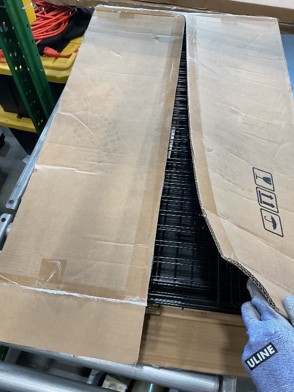 Photo 1 of **MAJOR DAMAGE**
Amazon Basics Portable Metal Wire Dog Crate with Removable Tray, Single Door with Divider Panel, Foldable, Collapsible, Easy to Assemble & Clean, 36" x 23" x 25", Black