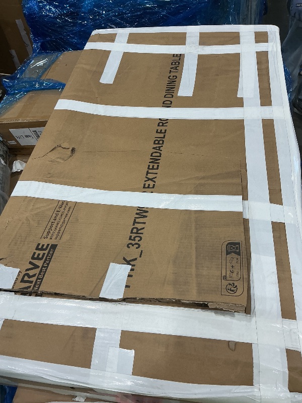 Photo 1 of **PARTS ONLY** Jocoevol 47?–63? Extendable Round Dining Table for 4–8 with Dust-Proof 2-Tier Storage Shelf Space-Saving Expandable Dining Room Table Wood Oval Circle Dining Table with Pedestal Base (Natural)