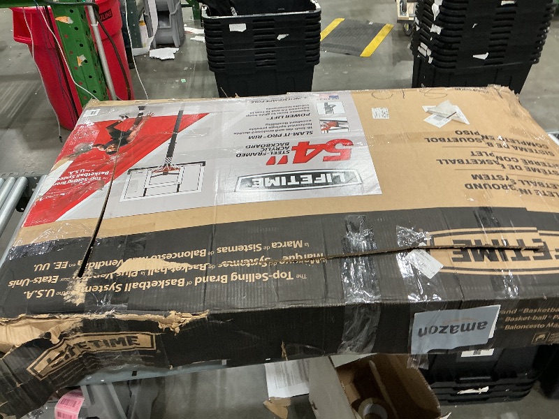 Photo 1 of **MAJOR DAMAGE**
Lifetime 78888 In-Ground Power Lift Backboard Basketball System, 54-Inch