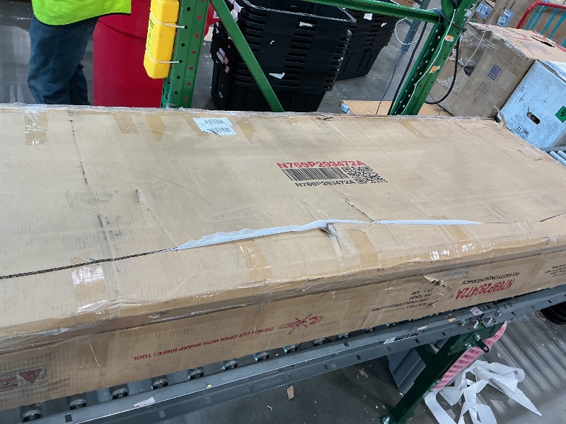 Photo 1 of ***MISSING PIECES*** Merax King Size Upholstered Platform Bed with Tall Headboard, Elegant White Bed Frame for Bedroom, Solid Wooden Slats Support, No Box Spring Needed, Easy Assembly