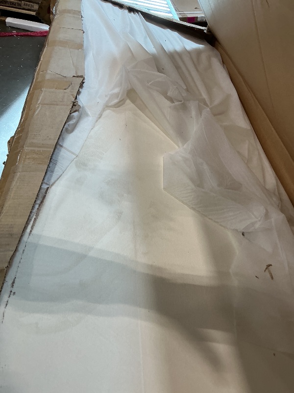 Photo 1 of ***MISSING PIECES*** Merax King Size Upholstered Platform Bed with Tall Headboard, Elegant White Bed Frame for Bedroom, Solid Wooden Slats Support, No Box Spring Needed, Easy Assembly