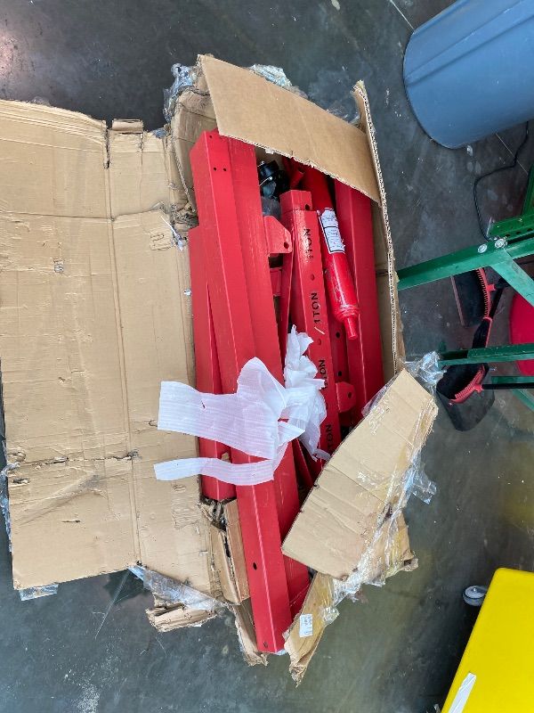 Photo 1 of ***MISSING PIECES*** 2 Ton Folding Hydraulic Engine Hoist with Load Leveler 4400 LBS Capacity Heavy Duty Cherry Picker 6 Swivel Wheels&Hydraulic Pump Adjustable Boom (0.5T-2T) for Garage Workshop Warehouse Red