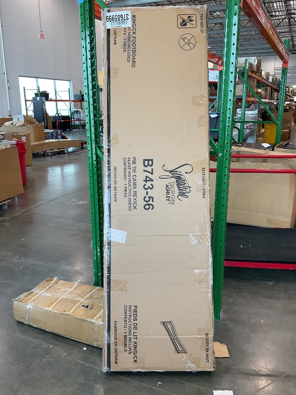 Photo 1 of *white* Signature Design by Ashley Realyn Traditional Upholstered Panel Bed with Tufted Design, Foundation or Box Spring Needed, King, Beige