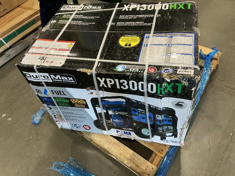 View 2 of **USED** DuroMax XP13000HXT 13,000-Watt 500cc Tri Fuel Gas Propane Natural Gas Portable Generator with CO Alert, Black/Blue
