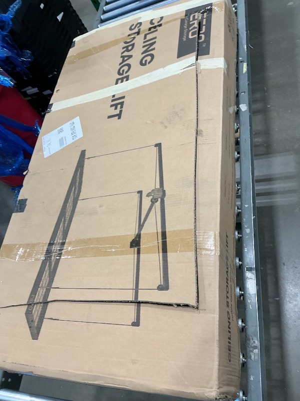 Photo 1 of ***FINAL SALE*** Garage Ceiling Storage Racks – 4x8 FT Overhead Garage Storage Rack with Safety Lock, Heavy-Duty Ceiling Mounted Lift System and Storage Organizer, Ideal for Maximizing Overhead Space, 325 lbs Capacity