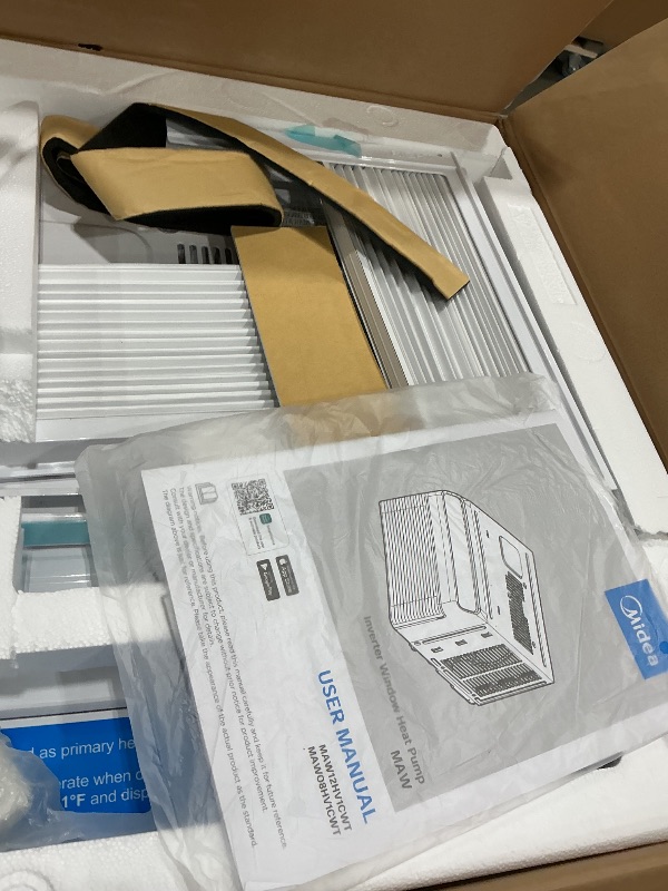 Photo 1 of *UNTESTED*
Midea 8,000 BTU Smart Inverter Air Conditioner Window Unit with Heat and Dehumidifier – Cools up to 350 Sq. Ft., Energy Star Rated, Quiet Operation, Electronic Controls, Remote Control, White