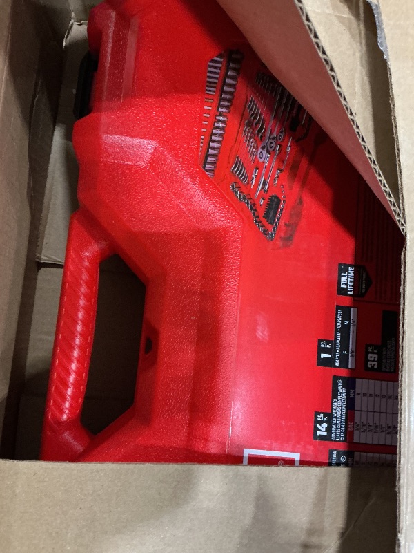 Photo 1 of *MISSING PARTS - See Clerk Notes*
CRAFTSMAN Tool Set, 189 Piece Mechanics Tool Set, 1/4 ,3/8and 1/2 Inch Drive Socket Wrench Set with Thinner Ratchet, Steel 6 and 12point Sockets, Wrenches, Hex Keys and Specialty Bits (CMMT12134)