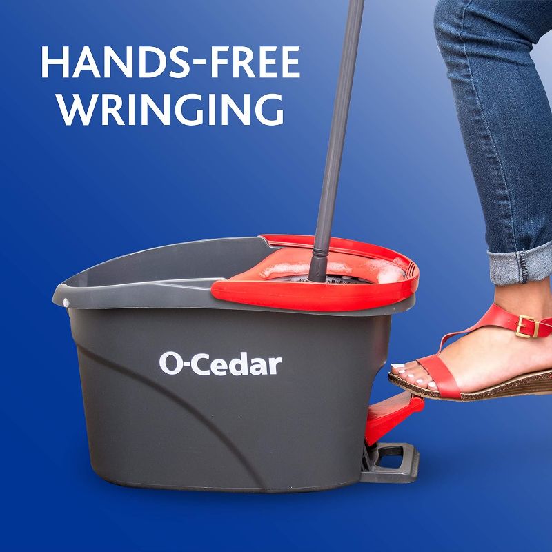 Photo 1 of **NO MOP**O-Cedar EasyWring Microfiber Spin Mop & Bucket Floor Cleaning System + 2 Extra Refills, Red/Gray
