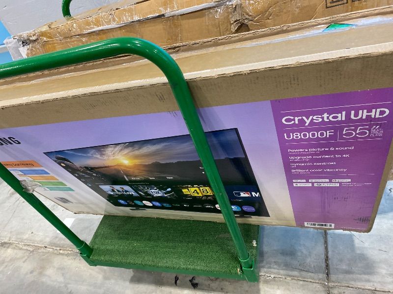 Photo 1 of **MAJOR DAMAGE - See Clerk Notes**
Samsung 55-Inch Class Crystal UHD U8000F 4K Smart TV (2025 Model) Endless Free Content, Crystal Processor 4K, MetalStream Design, Knox Security, Compatible with Alexa