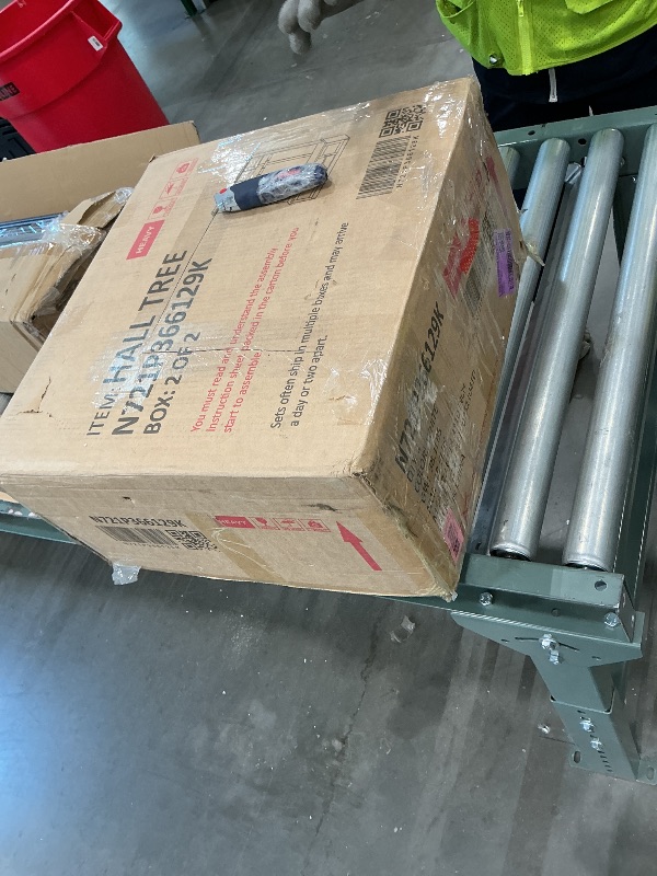 Photo 1 of *PARTIAL SET*
Modern Hall Tree With Storage Bench, 39.4" W X 15.7" D X 68.5" H, Wood Finish With 10 Shoe Compartments And 7 Hooks