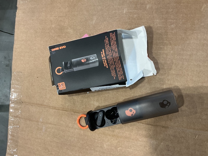 Photo 1 of **MISSING PARTS/check clerk comments**
Skullcandy Dime Evo Wireless Earbuds, Bluetooth Headphones, Noise Isolating Fit, Up to 36 Hours Battery, Microphone for iPhone Android, Easy Carry with Clip-Anywhere Case - True Black missing left ear bud