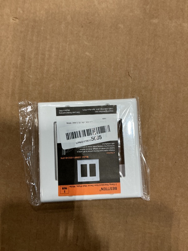Photo 1 of [2 Pack] BESTTEN 2-Gang Decorator Wall Plate, Standard Size, H4.53” x W4.57”, Unbreakable Polycarbonate Outlet and Switch Cover, UL Listed, White