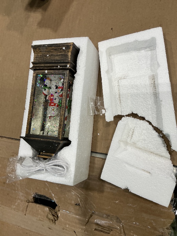 Photo 1 of **MINOR DAMAGE - USED**
10'' Musical Snow Globe Lantern Lighted Snowman with Penguin Water Lantern Swirling Glittering Home Decoration and Gift, Battery Operated or USB Powered