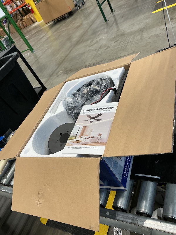 Photo 1 of **MISSING PARTS UNKNOWN**
JSAITEE Ceiling Fans with Lights, 42 Inch Low Profile Ceiling Fan with Light and Remote/App Control, Flush Mount, Reversible, 3CCT, Dimmable, Noiseless, Black Ceiling Fan for Indoor/Outdoor Use