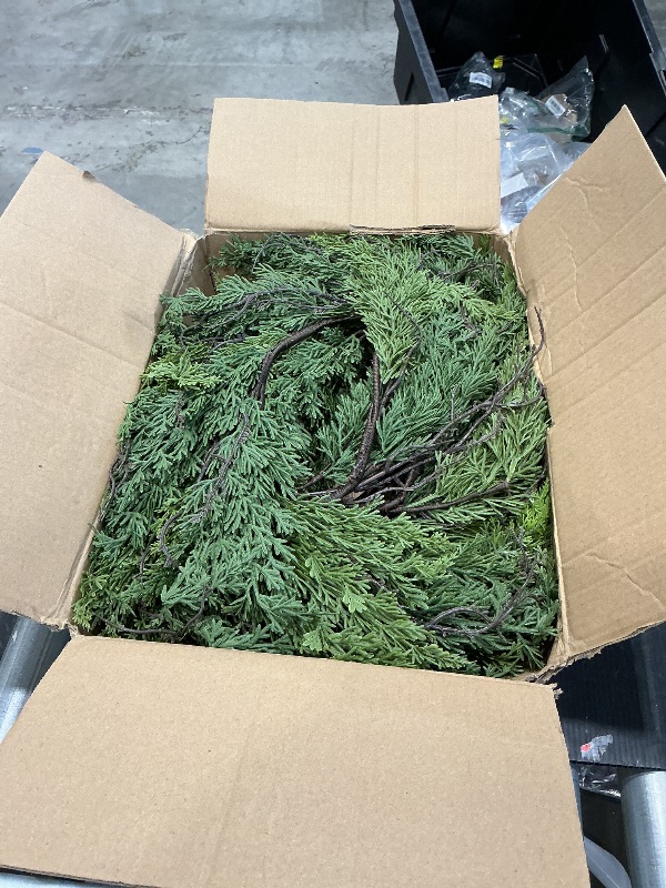 Photo 1 of Alupssuc 9FT Christmas Garland, Cedar Garland -Real Touch Artificial Greenery Cypress Pine Garland for Mantle Table Railing Fireplace Indoor & Outdoor Christmas Decoration