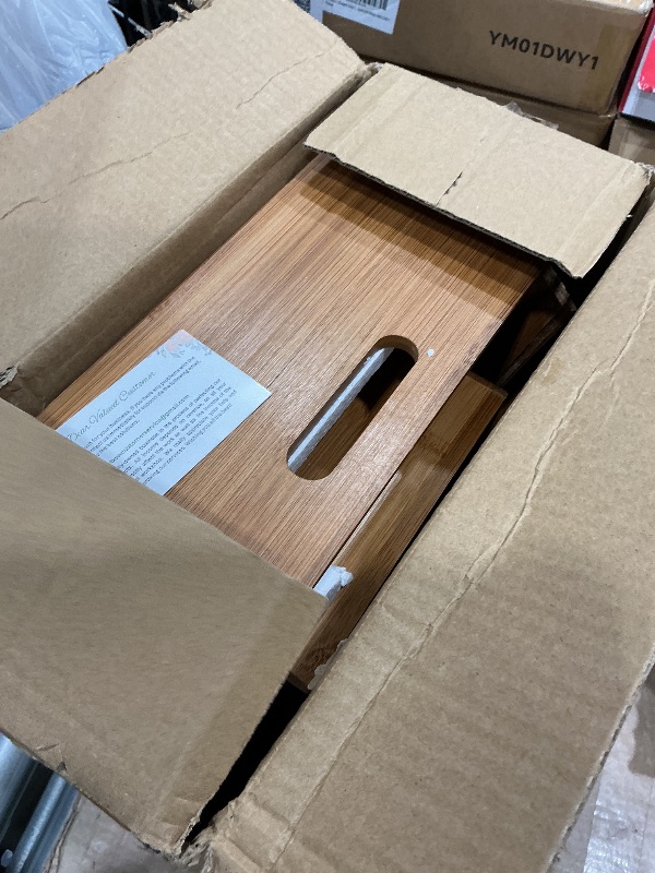 Photo 1 of [Upgraded] 2-tier Stackable Bamboo Pantry Storage Bins, Potato and Onion Storage Baskets with Handles, Removable Divider, Pantry Organizer Holder for Kitchen, Office, Cabinet, Fruit Storage (Walnut)