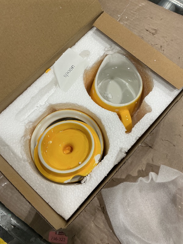 Photo 1 of **CHIPPED**
CHOOLD Chic Polka Dot Ceramic Sugar and Creamer Set with Spoon Creamer Serving Set for Coffee and Tea(Pink/Blue/Yellow)
