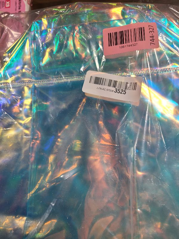 Photo 1 of 10 Pcs Reusable Holographic Medium Gift Bags with Handle 11''x9.8''x5.7'' Iridescent Bachelorette Party Favor Bags Clear PVC Tote Goodie Bags for Shopping, Picnics, Baby Showers, Weddings, Holidays