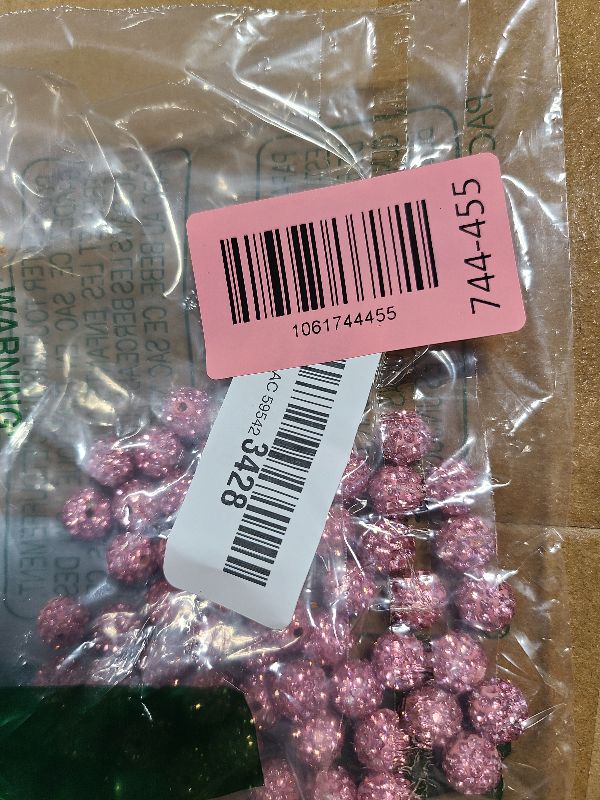 Photo 1 of 100 pcs 10mm Rhinestone Beads for Jewelry Making, Pink Shiny Round Shamballa Disco Beads Bulk, Sparkle Crystal Clay Christmas for Bracelet Baseball Necklace Earring Crafting and DIY