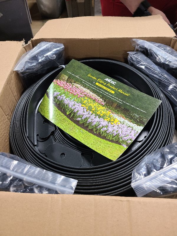 Photo 1 of 100ft,1.5in Tall Landscape Edging Kit with 150 Spikes, Not Digging Flexible Plastic Edge Border for Landscaping, Lawn, Garden, Flower Beds, Yard, Paver, Playground, Fence, Pathway,3pack, 33ft Each