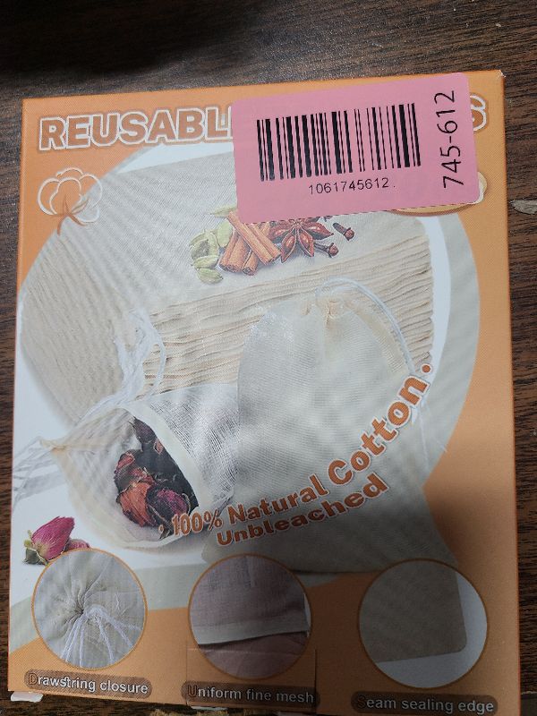 Photo 1 of 20 Pcs Muslin Bags with Drawstring, Reusable Tea Bags, Spice Bags for Cooking Soup/Herb/Loose Leaf Tea, Natural Cotton Small Cheese Cloth Bag for Straining, Sachet Bags Empty, 4 X 3 Inches