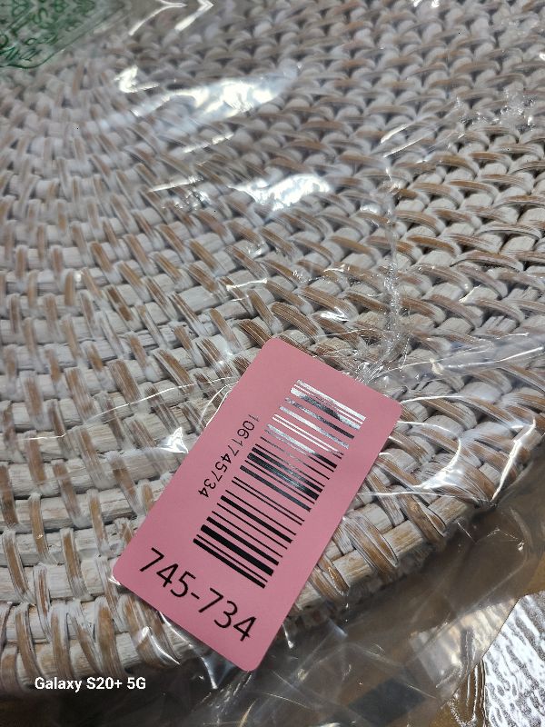 Photo 1 of 14" Round Rattan Tray, Hand Woven Serving Tray with Handles, Wicker Serving Basket, Decorative Tray for Home Decor, Whitewash