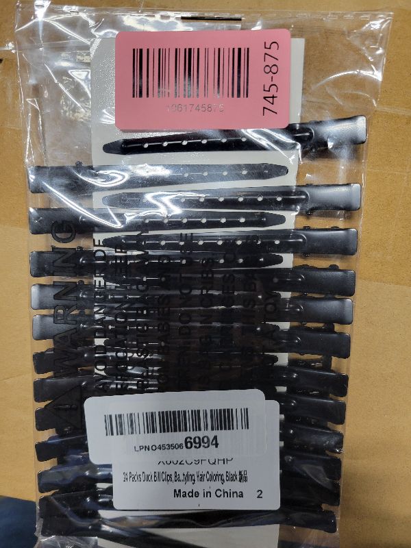 Photo 1 of 24 Packs Duck Bill Clips, Bantoye 3.35 Inches Rustproof Metal Alligator Curl Clips with Holes for Hair Styling, Hair Coloring, Black