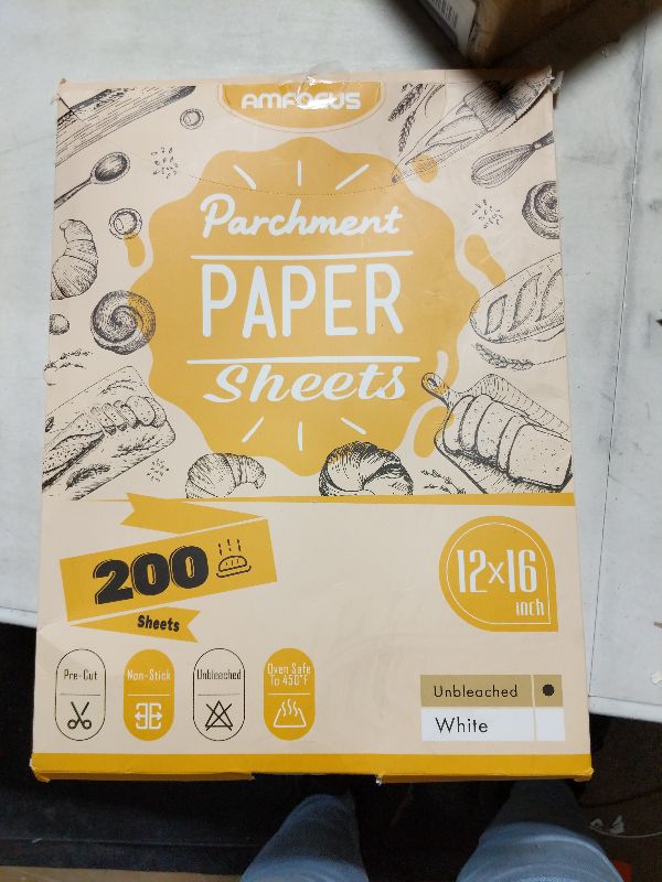 Photo 1 of 200 PCS Unbleached Parchment Paper Sheets for Baking 12x16 Inches, Non-Stick and Non-Toxic Pre-cut Parchment Sheets for Oven, Cooking, Grilling, Air Fryer and Steaming - Fit for Half Sheet Pans