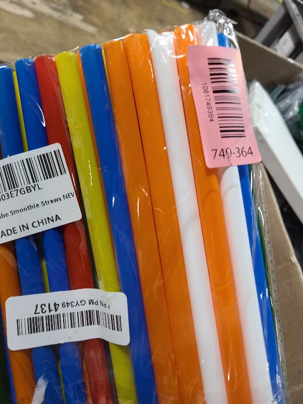 Photo 1 of 100PCS Jumbo Smoothie Straws,(0.4" Diameter X8.3"Long) Colorful Disposable Plastic Large Wide-mouthed Straw